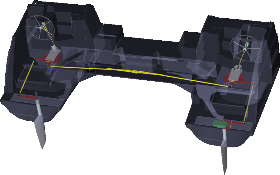 Examples of wheel steered boats - catamarans - cable steering